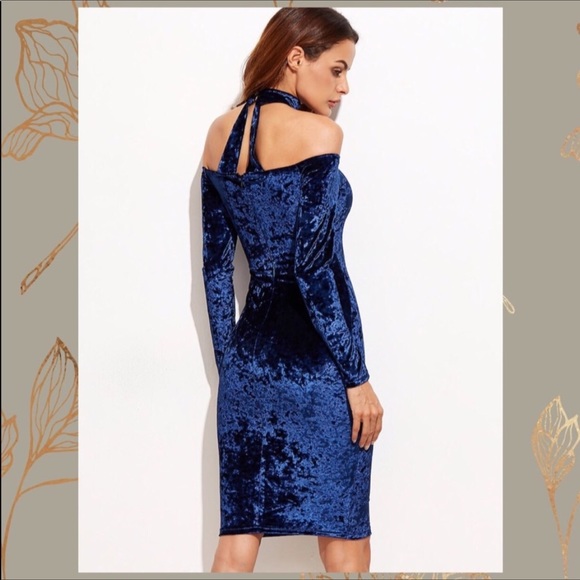 🎉HP🎉 Blue Crushed Velvet Dress - Picture 6 of 9